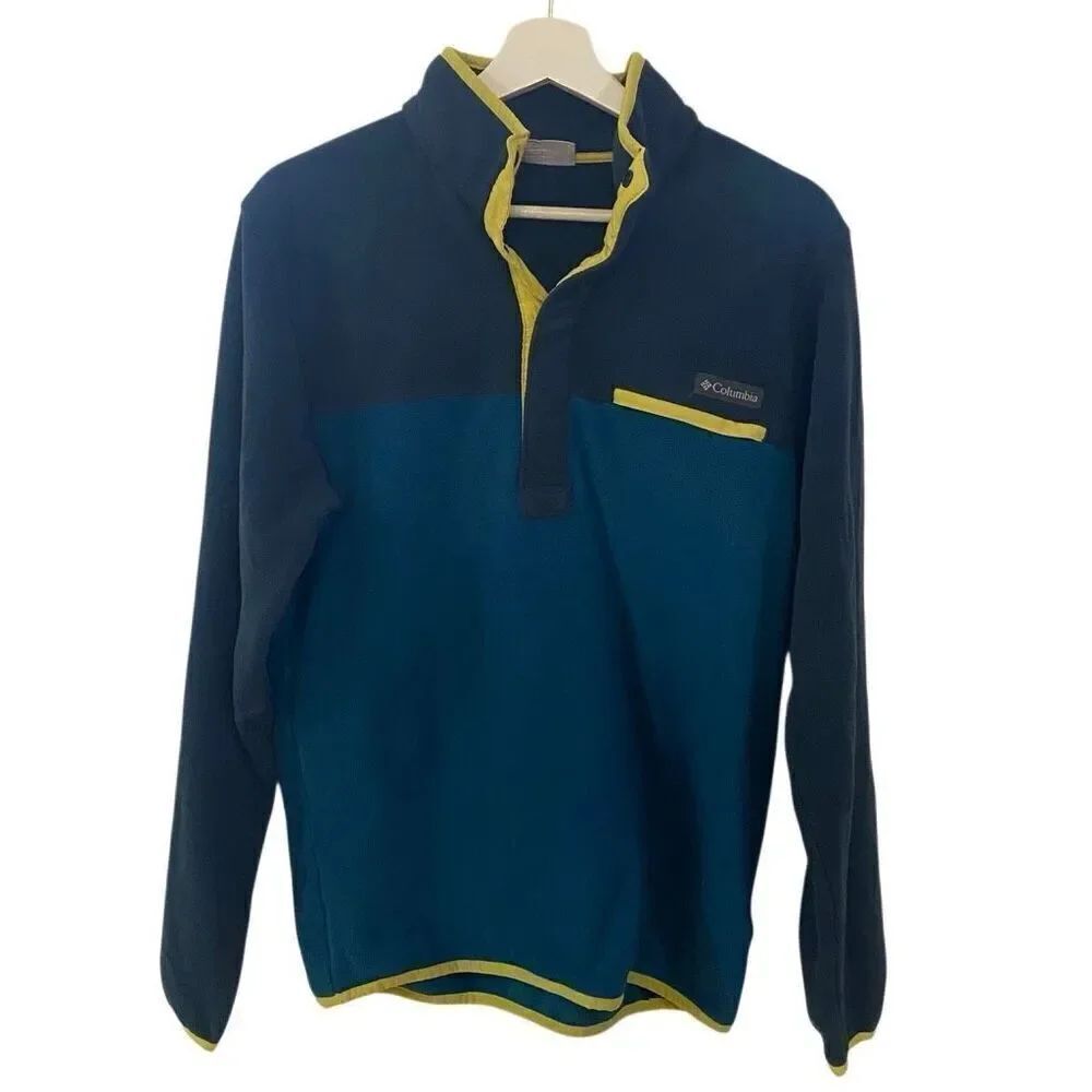 Columbia Men’s 3/4 Zip Fleece Sweater | Size Small | Blue & Green Colorblock